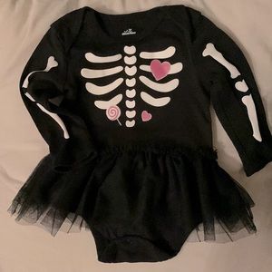 Baby girls Skeleton Onesie with Tutu 6-9 months *Glows!